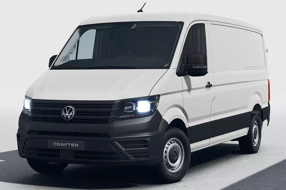 Witte Volkswagen Crafter bestelbus voor zakelijke lease